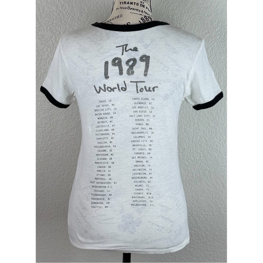Taylor Swift T.S. The 1989 World Tour S White Ringer T-Shirt, size XS - Picture 6 of 9